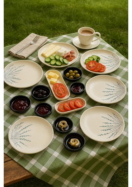 Seramık 6 Kısılık Pamuk Çiçeği 14 Parca Seramık Kahvaltı Takımı indirimleri