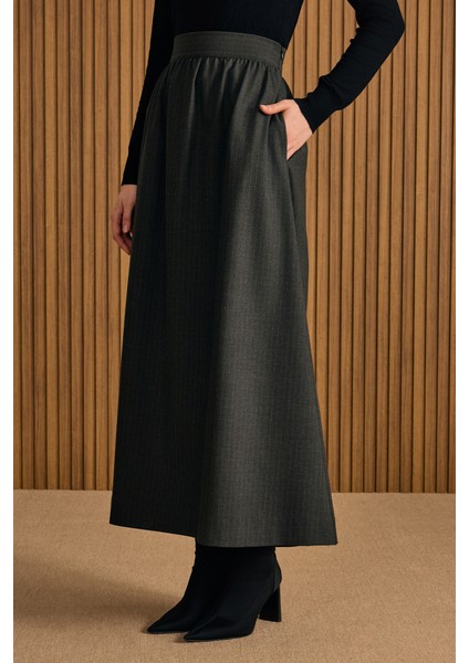 Çizgili Yandan Cepli Etek modelleri