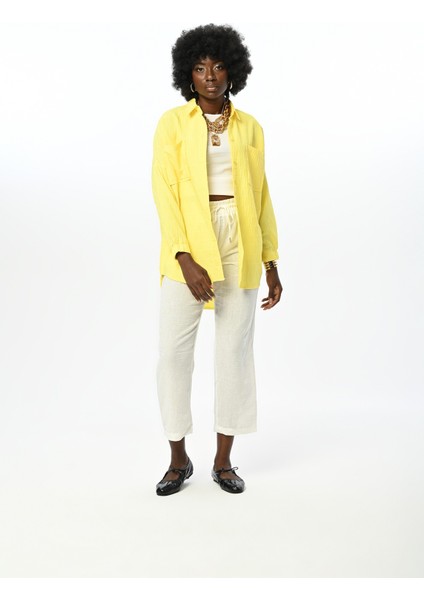 Kadın Kolları Büzgülü Desenli Oversıze Turuncu Gömlek fırsatları