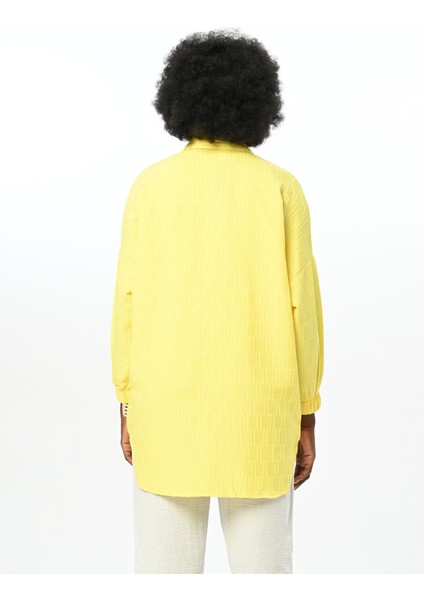 Kadın Kolları Büzgülü Desenli Oversıze Turuncu Gömlek indirimleri