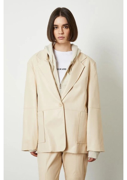Allbucks Beyyoğlu, Oversize Suni Deri Blazer Ceket ABBEY0980