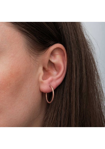 Gümüş Rose Kalemli Halka Kadın Küpe fiyatları