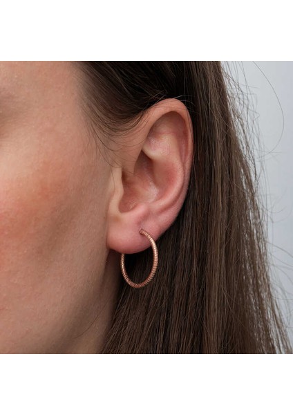 Gümüş Rose Kalemli Halka Kadın Küpe modelleri