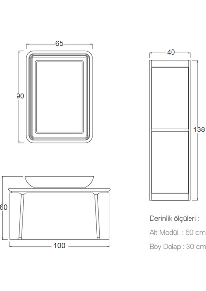 Grande Banyo Dolabı 100 cm (Boy Dolabı Dahil Değildir.) indirimleri