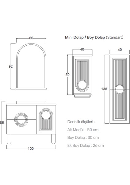 Arte Banyo Dolabı 100 cm (Boy Dolabı Dahil Değildir.) fırsatları