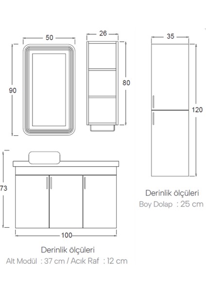 Özgün Banyo Dolabı 100 cm (Boy Dolabı Dahil Değildir.) fırsatları