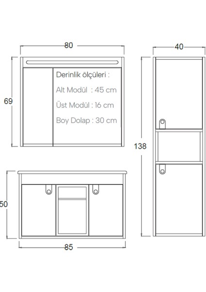 Zarıa Banyo Dolabı 80 cm (Boy Dolabı Dahil Değildir.) fırsatları