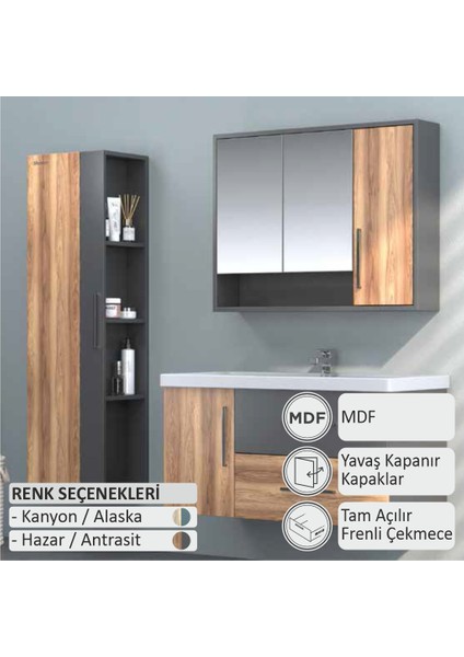 Moon Banyo Dolabı 100 cm (Boy Dolabı Dahil Değildir.) fiyatları