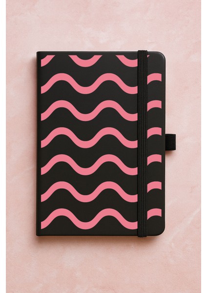 Promosyon Tarihsiz Premium Termo Defter Desenli 192 Yaprak - Dalgalı Pembe