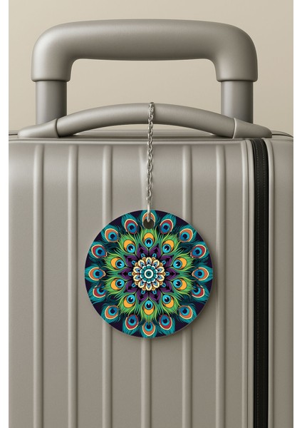 Pleksi Zincirli Bavul Etiketi Seyahat Tatil Için Tasarım Valiz Etiketi Mandala