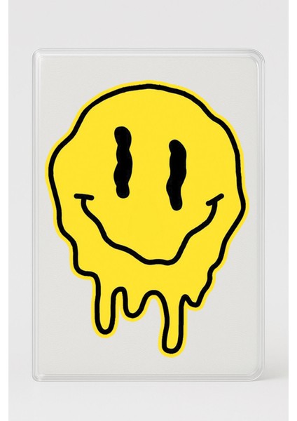 Şeffaf Pasaport Kılıfı Kalın Mikron Kart Bölmeli Desenli Pasaport Kabı - Smileemoi