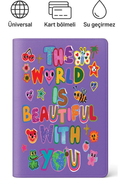 Pasaport Kılıfı Pasaportluk Desenli Pasaport Kabı Su Geçirmez The World
