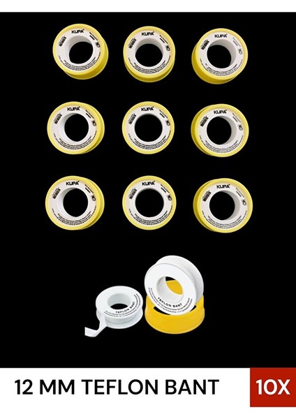 Küçük Boy Teflon Bant 12 x 8 Metre 10 Lu Paket MK0715