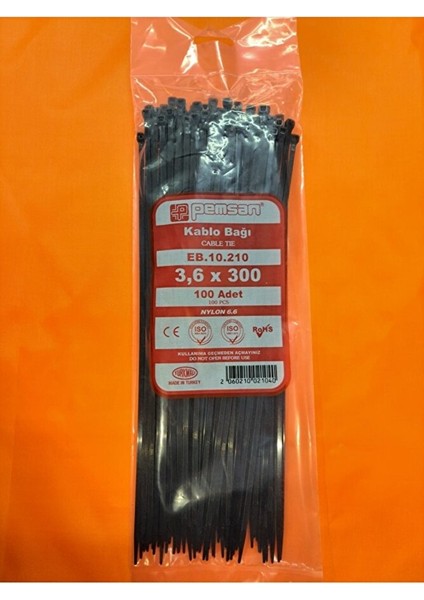 3.6X300 Plastik Cırt Kelepçe Kablo Bağı Siyah 100'LU Paket fiyatları