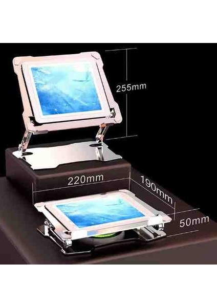 Tablet Soğutucu Stand – Rgb Soğutmalı Ayarlanabilir Metal Stand, Yüksek Hızlı Fanlı, iPad Tablet Laptop Soğutucu