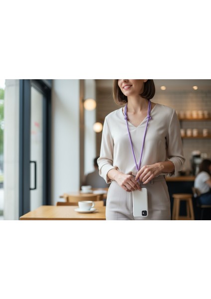 Lila Mor Paracord Telefon Askısı Crossbody (Ayarlanabilir) Tüm Kılıflara Uyumlu