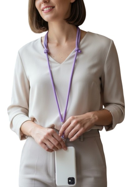 Lila Mor Paracord Telefon Askısı Crossbody (Ayarlanabilir) Tüm Kılıflara Uyumlu indirimleri