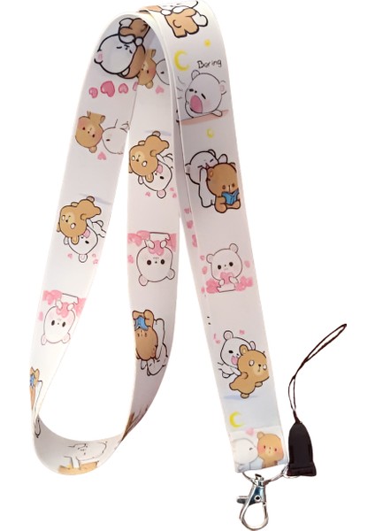 Sevimli Ayıcıklar 2 Desenli Boyun Askı Ipi ve Telefon Askısı + Kartlık