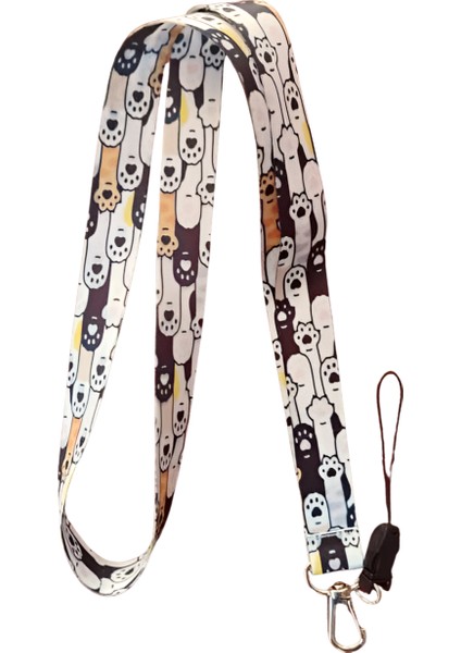 Sevimli Patiler Desenli Boyun Askı Ipi ve Telefon Askısı + Kartlık