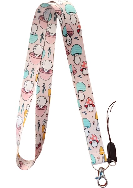 Mantar 2 Desenli Boyun Askı Ipi ve Telefon Askısı + Kartlık