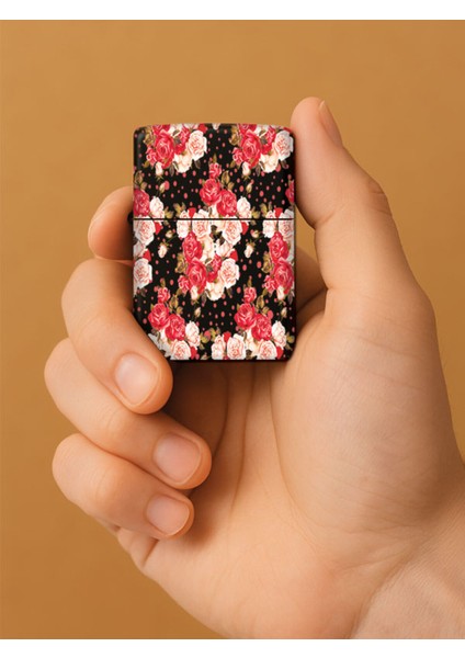 Özel Tasarım Şık ve Dayanıklı Uv Desenli Baskılı Benzinli Metal Çakmak Rose