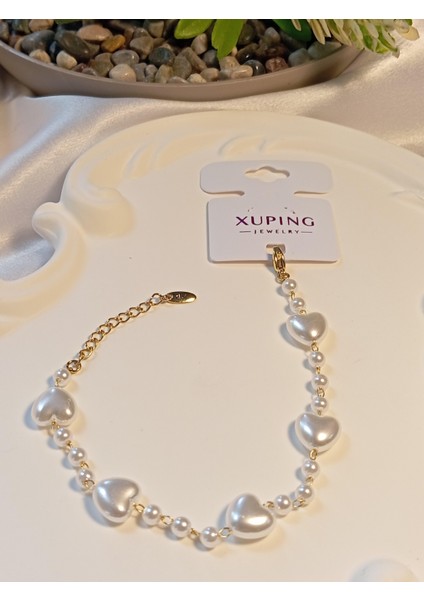 Kalp Detaylı Incili Xuping Jewelry Bileklik - Euro Aksesuar