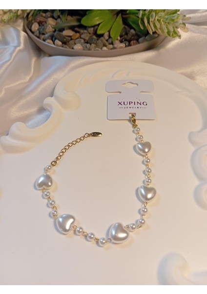 Kalp Detaylı Incili Xuping Jewelry Bileklik - Euro Aksesuar modelleri