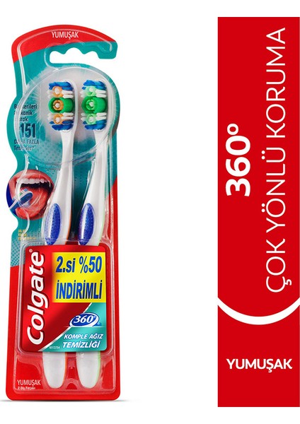 2 Adet Colgate Diş Fırçası 360 Komple Ağız Temizliği Yumuşak 1+1 fiyatları