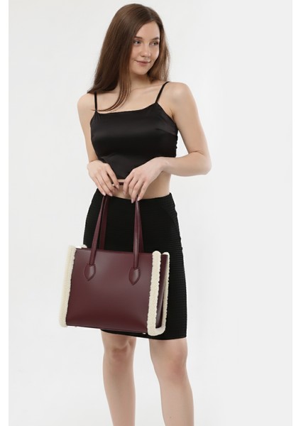 Bordo Polar Detaylı Geniş Omuz Çantası fırsatları