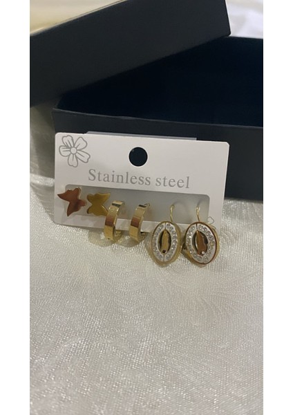 Çelik Altın Kaplama Sallantılı Küpe modelleri