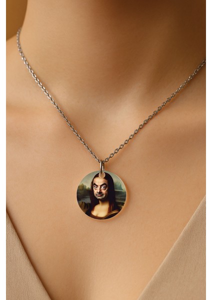 Şeffaf Sert Akrilik Kolye Ucu ve Üzeri Zincirli Desenli Kolye Monabean