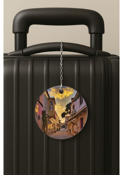 Alaçatı Desenli Uv Baskılı Pleksi Bavul Etiketi Seyahat Tatil Valiz Etiketi