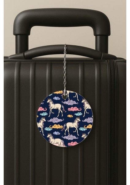 Unicorn Desenli Uv Baskılı Pleksi Bavul Etiketi Seyahat Tatil Valiz Etiketi