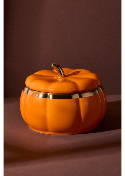 Balkabak Xl Kapaklı Porselen Saklama Kabı 16.5x8 cm