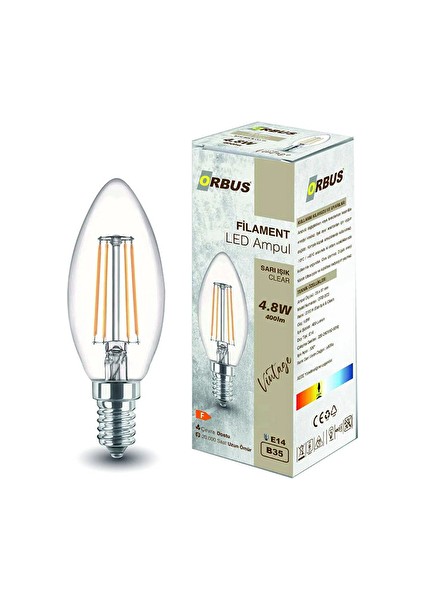 Bc3 4W Clear Ampul Sarı Işık E14 400LM