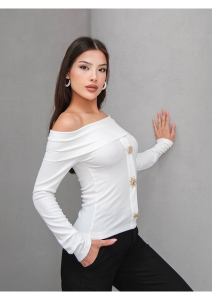Madonna Yaka Üç Düğmeli Bluz modelleri