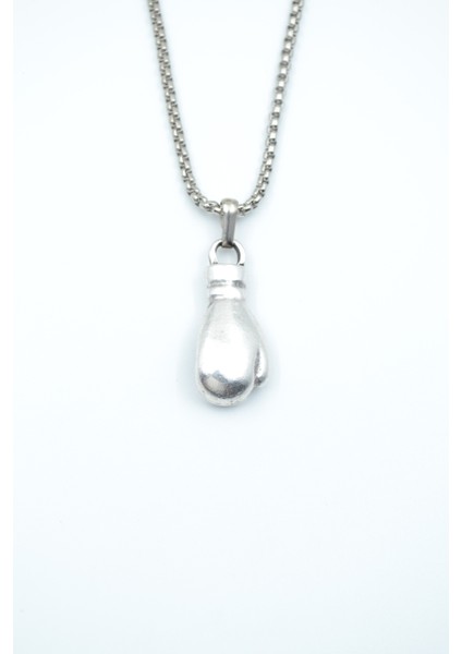 Boks Eldiveni Kolye Gümüş Kaplama Örme Zincir Kolye