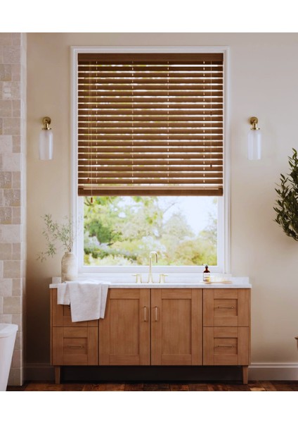 Wooden Blinds %100 Doğal Ahşap Jaluzi Perde 50MM,ALÜMINYUM Kasalı Yüksek Kaliteli - Ceviz Kurdelasız fiyatları