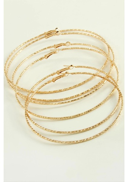 Çizgifli Desenli Metal Halka Küpe 6 Adet