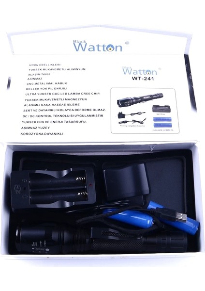 Profesyonel Tx6 Şarjlı Zoomlu El Feneri WT-241 indirimleri