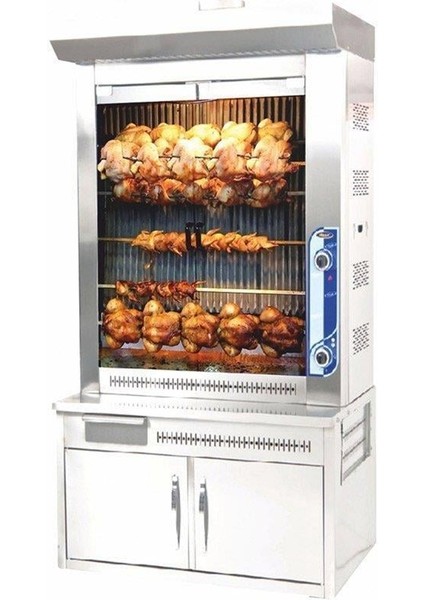 Dökümlü Piliç Makinesi Tüplü 5 + 4 Şiş 36 Piliç 105 x 80 x 200 (CM)