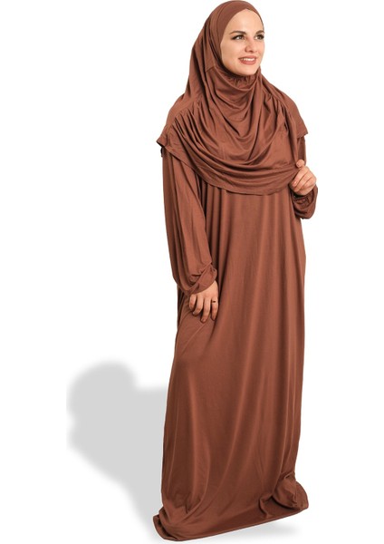 Kahve Iki Parça Namaz Elbisesi Viskon Düz 2504_14
