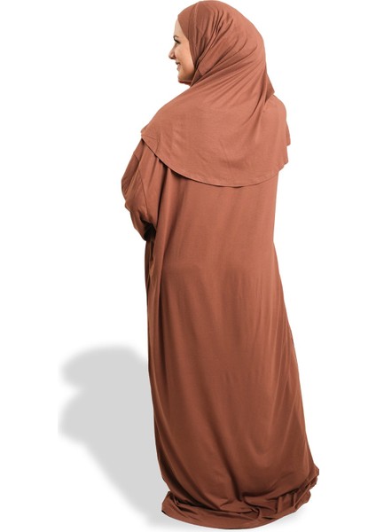 Kahve Iki Parça Namaz Elbisesi Viskon Düz 2504_14 fırsatları