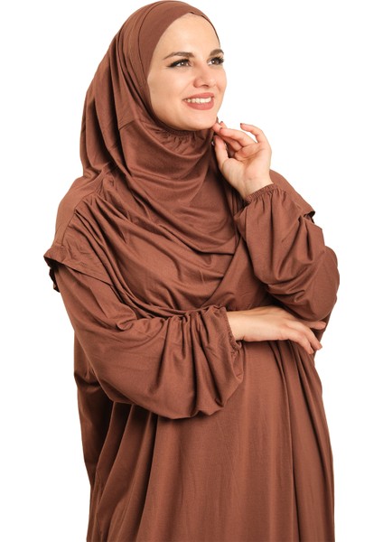 Kahve Iki Parça Namaz Elbisesi Viskon Düz 2504_14 indirimleri