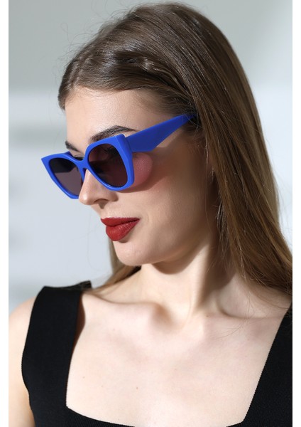 Kadın Oval Lacivert Renkli Cam Mat Güneş Gözlüğü Garson B modelleri