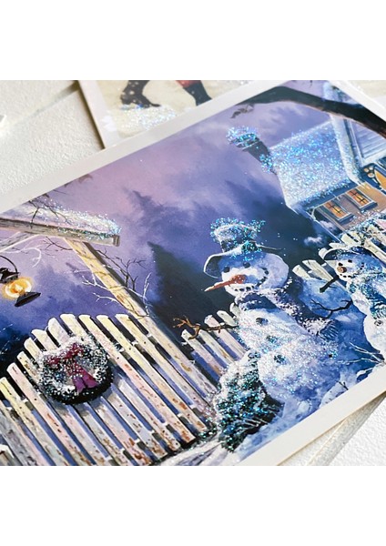 6lı Simli Kartpostal Seti, Yılbaşı, Noel Baba ve Geyikler fırsatları