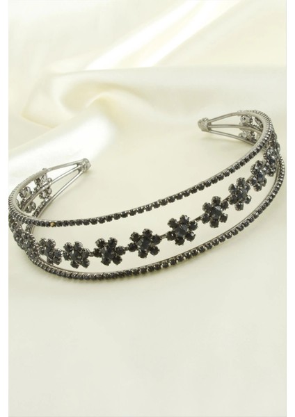 Çiçek Lüks Taşlı Gelin Tacı