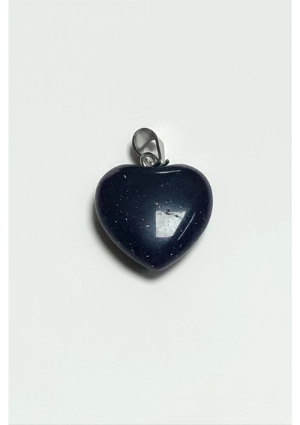 Lacivert Yıldız Kalpli Doğaltaş Kolye Ucu Küçük 1,5 cm