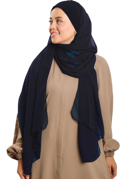 Lacivert Pratik Hazır Geçmeli Bone Şal Şifon Düz 2506_02 fiyatları