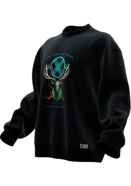 Mitolojik Geyik Baskılı Oversıze Sweatshırt (Unısex) fiyatları